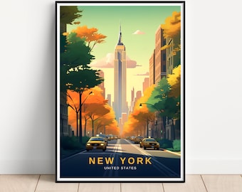 New York Travel Poster, New York Wall Art Print, New York Travel Art Poster, Digital Download, Printable New York Wall Art, New York print