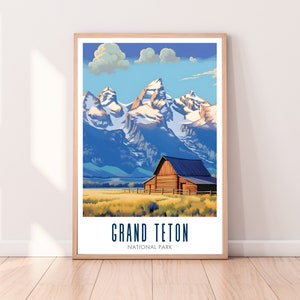 Grand Teton Nationalpark Reiseplakat, Grand Teton Nationalpark Druck, Grand Teton Nationalpark Wandkunst, digitaler Download