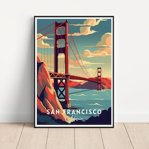 Póster de viaje de San Francisco, impresión de San Francisco, póster de San Francisco, descarga digital, arte mural de San Francisco, regalo de San Francisco
