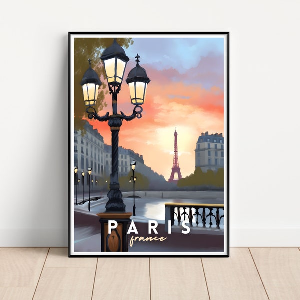 Paris Travel Poster, Paris Wall Art Print, Paris Travel Art Poster, Digital Download, Printable Paris Wall Art, Paris wall art, Paris art