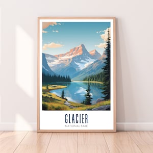 Glacier National Park Travel Poster, Glacier National Park Wall Art, Glacier National Park print, Digital Download, National Park print