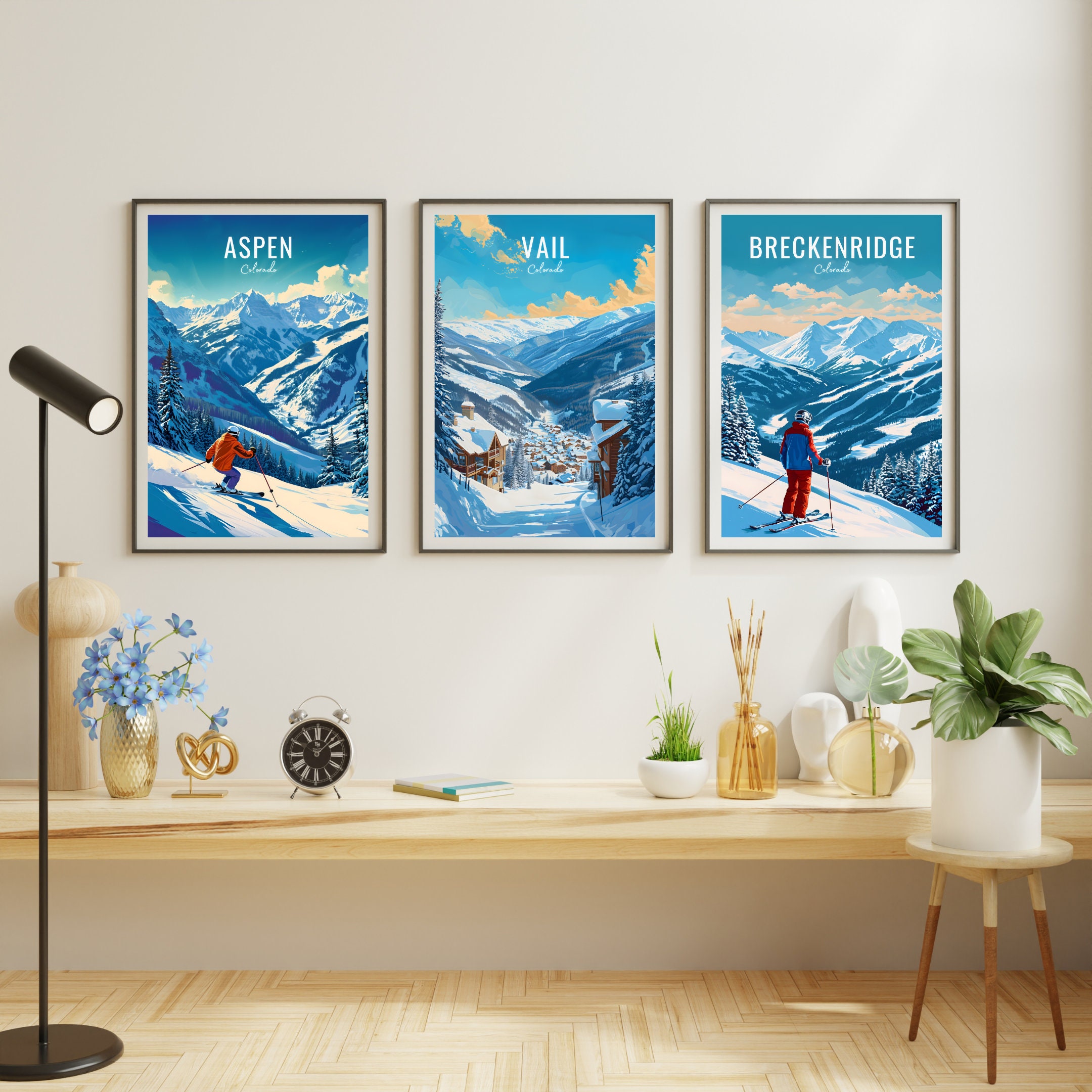 Colorado Print Set, Colorado Ski Poster Set, Ski Print Set, Ski Poster ...