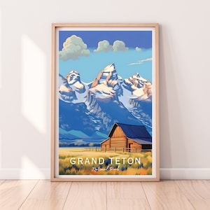 Grand Teton Nationalpark Reiseplakat, Grand Teton Nationalpark Druck, Grand Teton Nationalpark Wandkunst, digitaler Download