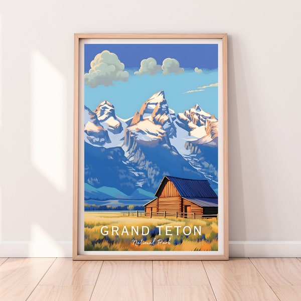 Grand Teton Nationalpark Reiseplakat, Grand Teton Nationalpark Druck, Grand Teton Nationalpark Wandkunst, digitaler Download