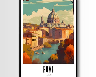 Poster di viaggio di Roma, stampa di Roma, poster di Roma, download digitale, arte murale di Roma, arte murale dell'Italia, regalo di Roma, regalo dell'Italia, poster dell'Italia, arte dell'Italia