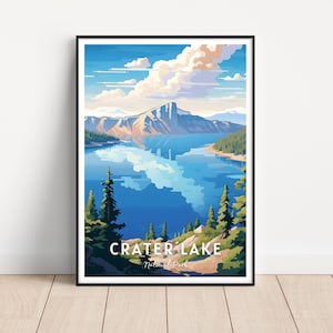 Crater Lake National Park Travel Poster, Crater Lake national Park Print, Crater Lake National Park wall art, Gift idea for hiker, Oregon