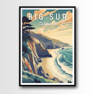 Big Sur Travel Poster, Big Sur Wall Art Print, Big Sur Travel Art Poster, Digital Download, Printable Big Sur Wall Art, Big Sur wall art