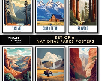 Nationalpark-Poster-Set, USA-Reisekunst (Digitaler Download)
