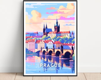 Póster de Praga, impresión de Praga, arte mural de Praga, arte mural de la República Checa, impresión de la República Checa, póster de la República Checa, regalo de viaje a Praga
