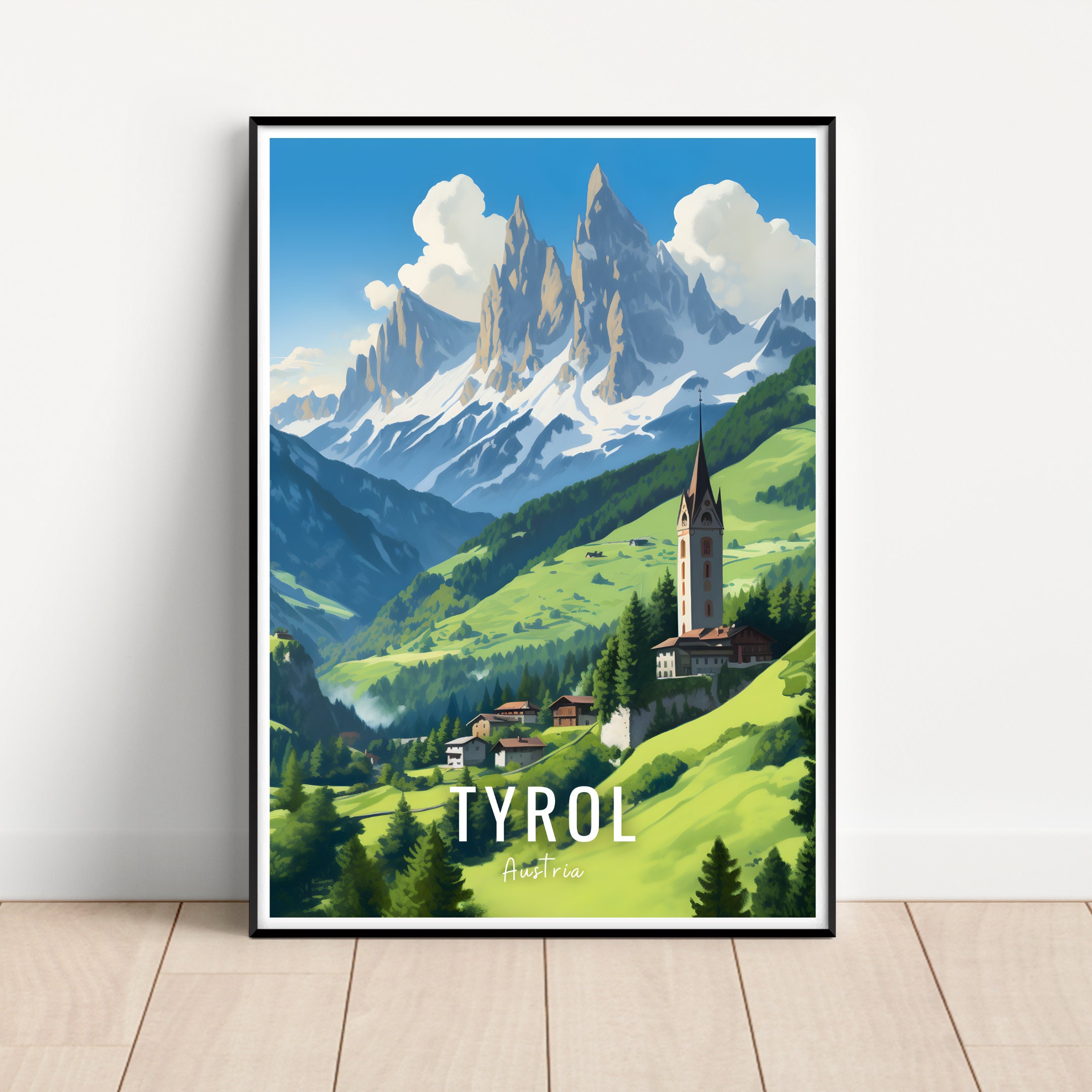 Tyrol Travel Poster, Tyrol Wall Art, Tyrol Print, Digital Download, Austria print, Austria poster, Austria gift, Mountain lover, Alps