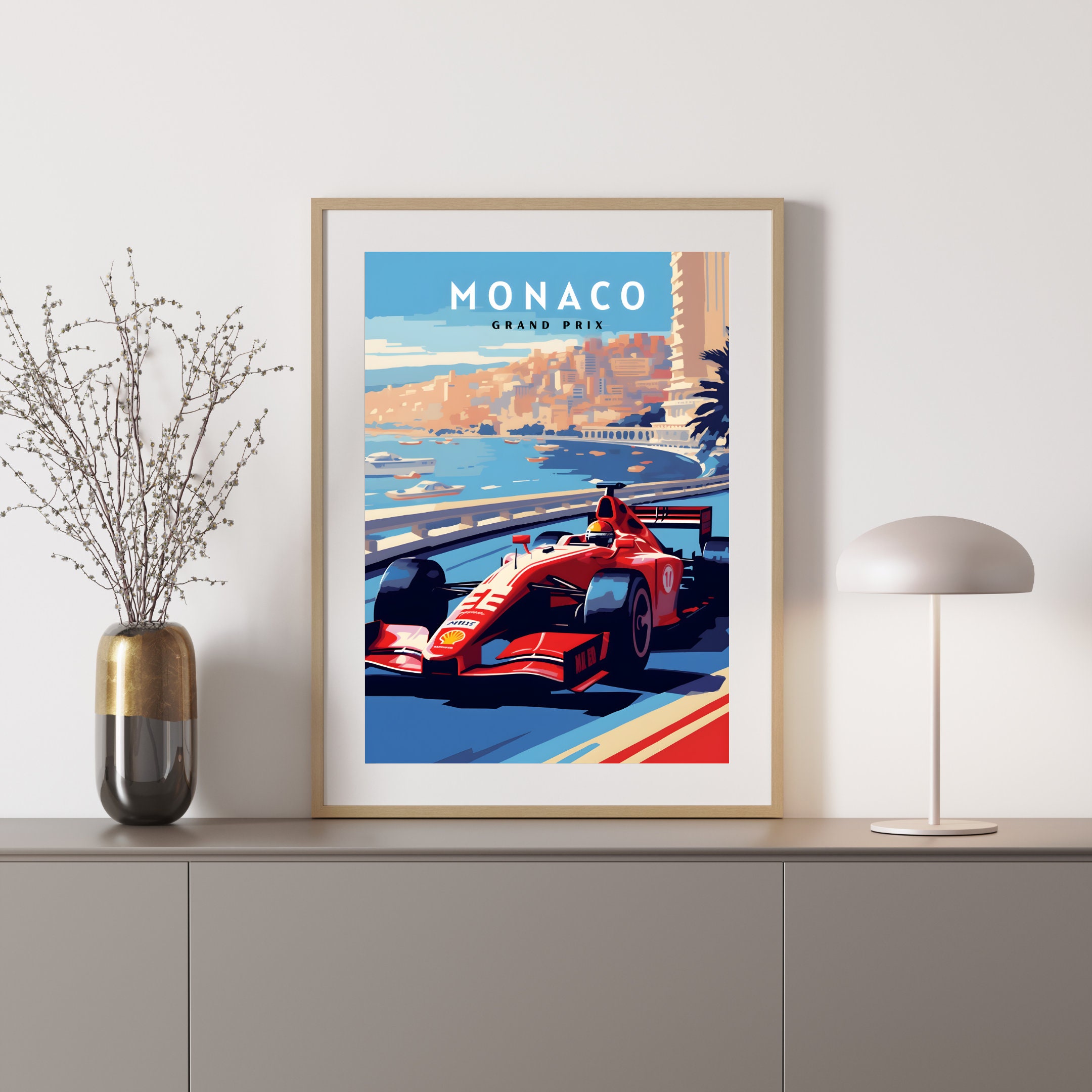 モナコグランプリポスター、F1レーシングアート（デジタルダウンロード