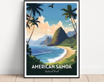 American Samoa National Park Poster, Tropical Beach Wall Art (Digital Download)