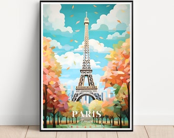 Eiffel Tower Paris Travel Poster, France Art Print (Digital Download)