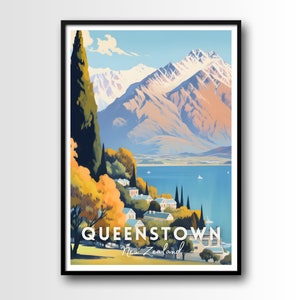 Queenstown Travel Poster, Queenstown Wall Art Print, Queenstown Travel Art Poster, Digital Download, Printable Queenstown Wall Art
