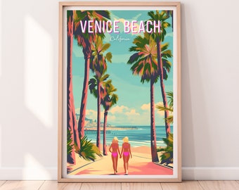 Venice Beach Travel Poster, Venice Beach Print, Venice Beach wall art, Digital Download, California poster, Malibu gift, California print