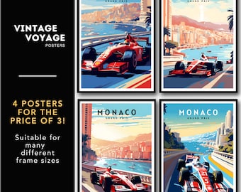 Monaco Grand Prix Poster Set, F1 Racing Prints (digital Download