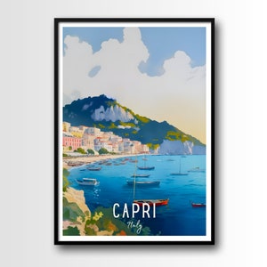 Capri Travel Poster, Capri Wall Art Print, Capri Travel Art Poster, Digital Download, Capri print, Italy Wall Art, Capri print