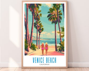 Venice Beach Travel Poster, Venice Beach Print, Venice Beach wall art, Digital Download, California poster, Malibu gift, California print