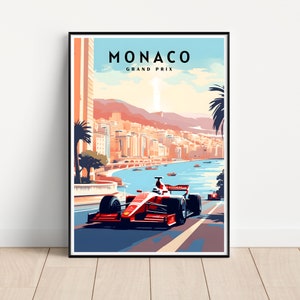 Póster de viaje de Mónaco, arte mural de Mónaco, póster del Gran Premio de Mónaco, descarga digital, impresión de Mónaco, impresión del Gran Premio de Mónaco, regalo de Mónaco, F1