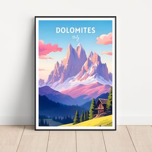 Dolomites Travel Poster, Dolomites wall art, Digital Download, Dolomites print, Italy Wall Art, Dolomites gift, Italy gift, travel decor