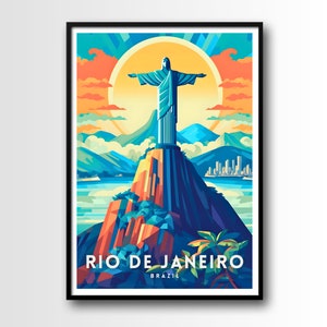 Rio Travel Poster, Rio de Janeiro Wall Art Print, Rio de Janeiro Travel Art Poster, Digital Download, Printable Rio Wall Art, Rio wall art