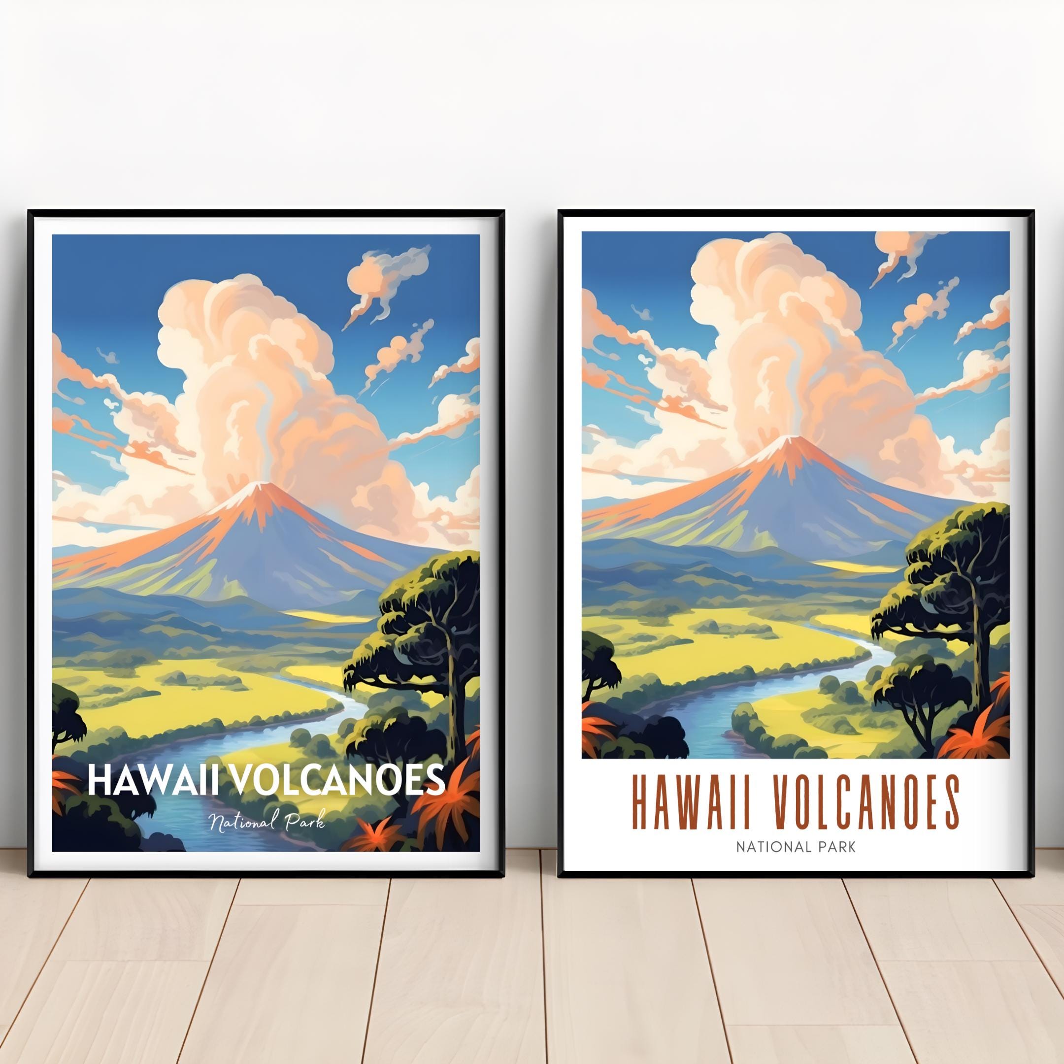 ハワイ火山国立公園ポスター、ヴィンテージ旅行プリント（デジタル