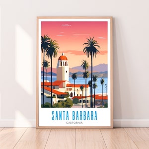 Santa Barbara Travel Poster, Santa Barbara Print, Santa Barbara wall art, Digital Download, Santa Barbara Wall Art, California poster
