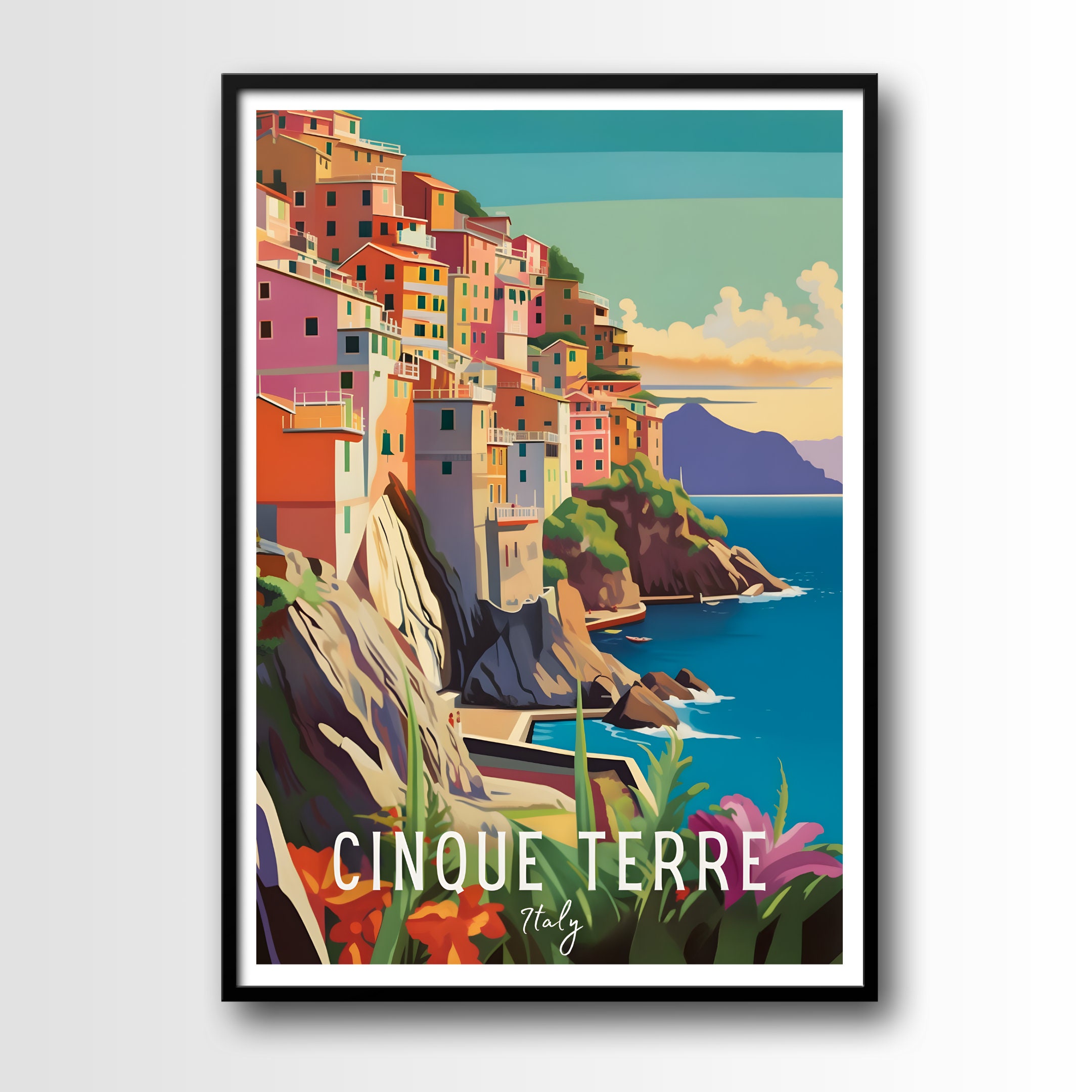 Cinque Terre Travel Poster, Cinque Terre Wall Art Print, Manarola ...