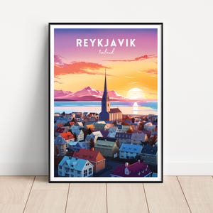 Reykjavik Travel Poster, Reykjavik Print, Reykjavik Wall art, Iceland print, Iceland poster, Iceland wall art, Iceland gift