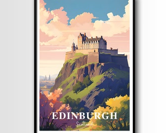 Edinburgh Castle Travel Poster, Scotland Art Print (Digital Download)