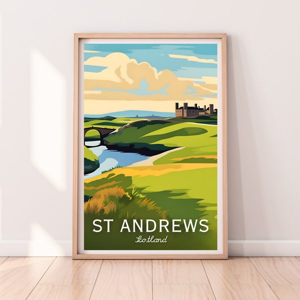 St Andrews Travel Poster, St Andrews Wall Art, St Andrews Travel Art Poster, Digital Download, St Andrews print, St Andrews golf course