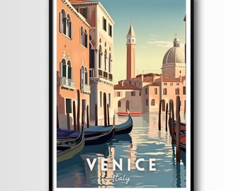 Póster de viaje a Venecia, impresión de viaje a Venecia, arte de viaje a Venecia, descarga digital, arte mural imprimible de Venecia, arte mural de Venecia, arte mural de Italia