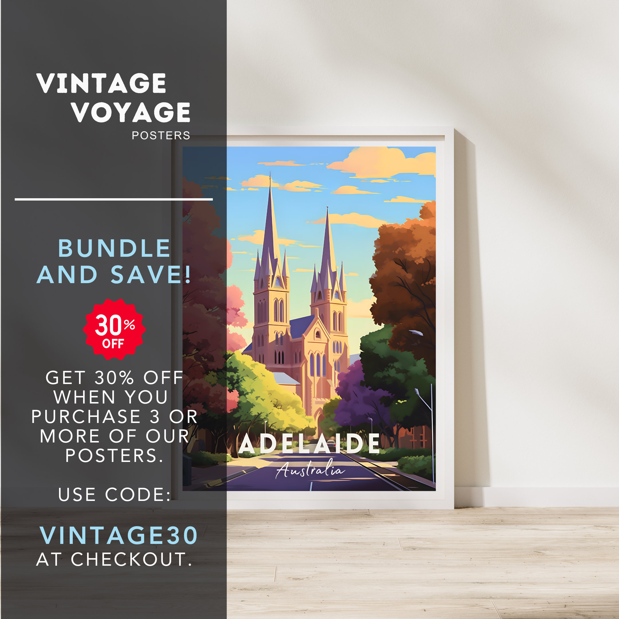 Adelaide Australia Travel Poster, Adelaide Wall Art, Adelaide Print