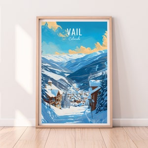 Vail Travel Poster, Vail Print, Vail Poster, Digital Download, Printable Vail Wall Art, Vail gift, Colorado poster, gift for skier