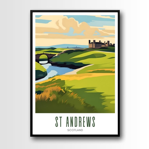 St Andrews Travel Poster, St Andrews Wall Art, St Andrews Travel Art Poster, Digital Download, St Andrews print, St Andrews golf course