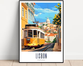 Reisposter Lissabon Portugal, stadsgezicht (digitale download)