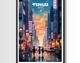 Tokyo Travel Poster, Tokyo Wall Art Print, Tokyo Travel Art, Digital Download, Tokyo print, Japan travel poster, Japan print, Tokyo gift