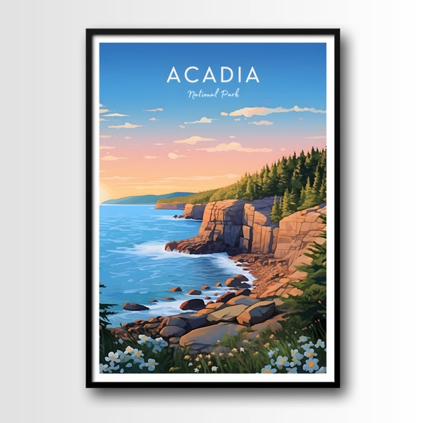 Acadia National Park Poster, Acadia national Park Print, Acadia print, Acadia poster, National Park poster, National Park print