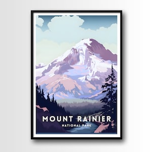 Mount Rainier Travel Poster, Mount Rainier Wall Art Print, Digital Download, Printable Mount Rainier Wall Art, Mount Rainier wall art