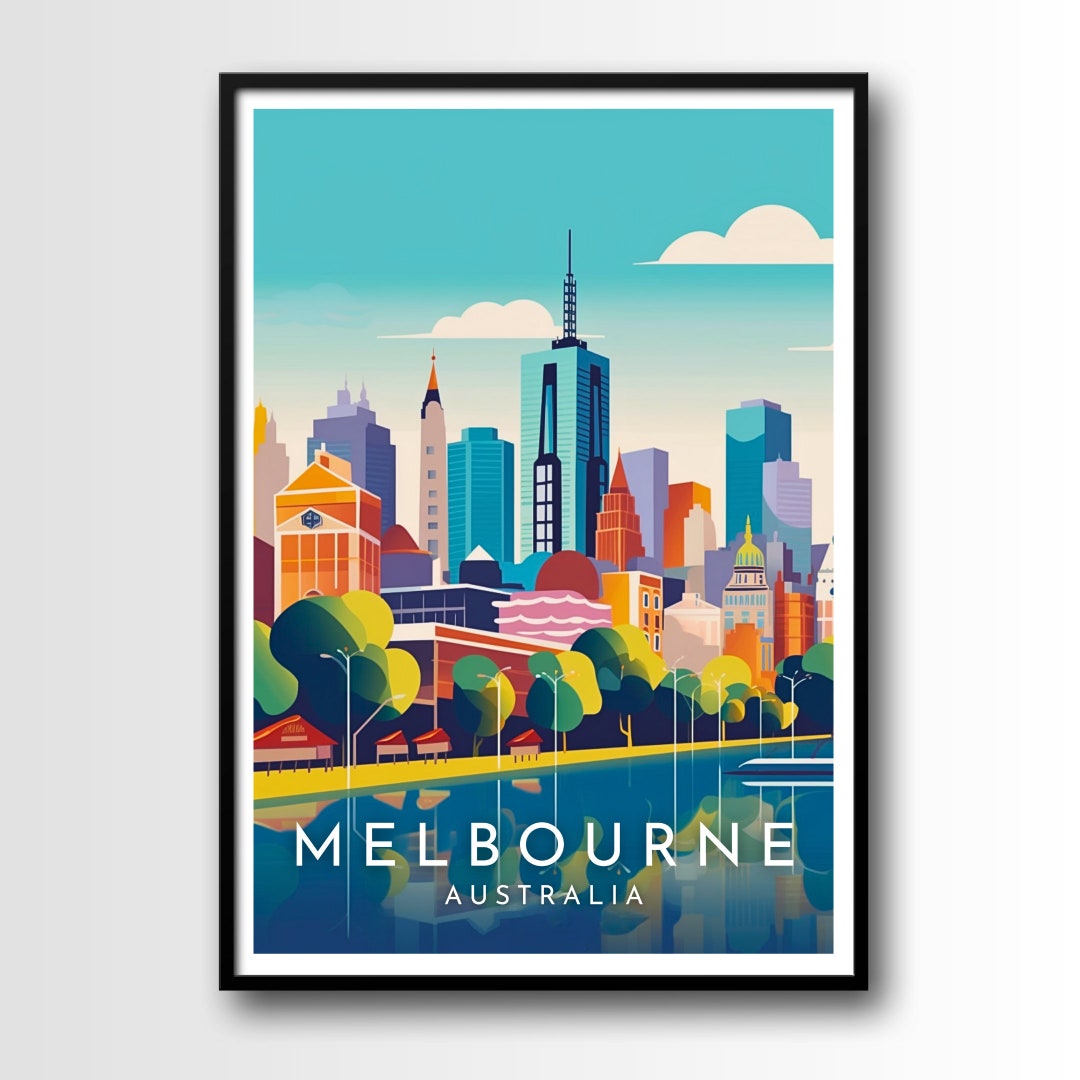 Melbourne Australia Travel Poster, Melbourne Wall Art Print, Melbourne