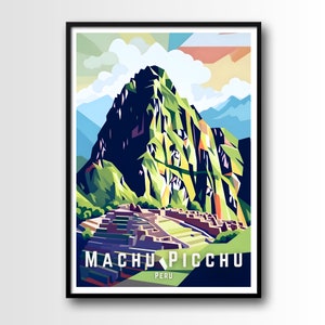 Machu Picchu Travel Poster, Machu Picchu Wall Art Print, Machu Picchu Travel Art Poster, Digital Download, Printable Machu Picchu Wall Art