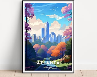 Atlanta Georgia Travel Poster: Skyline Art Print (Digital Download)