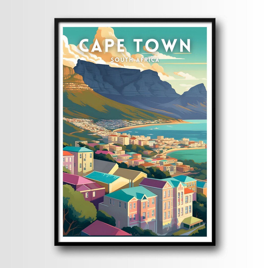 Cape Town Travel Poster, Cape Town Wall Art Print, Cape Town Travel Art