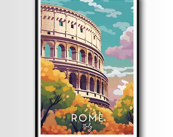 Poster di viaggio di Roma, stampa di Roma, poster di Roma, download digitale, arte murale di Roma, arte murale dell'Italia, regalo di Roma, regalo dell'Italia, poster dell'Italia, arte dell'Italia
