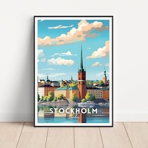 Stockholm poster, Sweden Travel poster, Stockholm print, Stockholm wall art, Sweden print, Scandinavia poster, gift, Sweden wall art