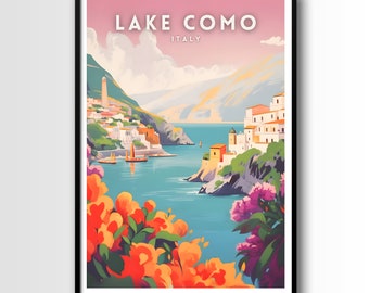Reisposter Comomeer, Comomeer Wall Art Print, digitale download, afdrukbare Comomeer kunst aan de muur, Comomeer kunst aan de muur, Comomeer kunst aan de muur