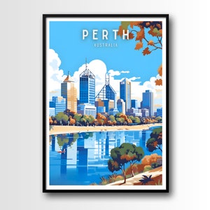 Perth Travel Poster, Perth Wall Art Print, Perth Travel Art Poster, Digital Download, Printable Perth Wall Art, Perth wall art, Perth print