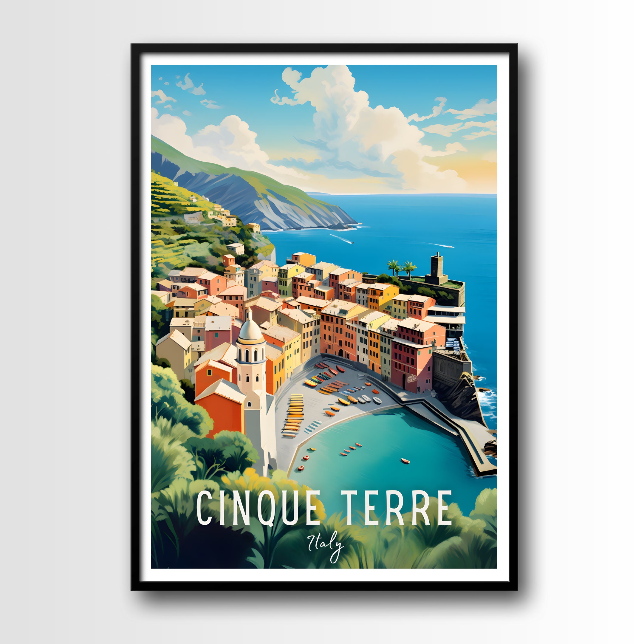 16x20 Canvas Print the View of Vernazza Italy Painting, Cinque Terre 