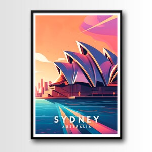 Sydney Travel Poster, Sydney Wall Art Print, Sydney Travel Art Poster, Digital Download, Printable Sydney Wall Art, Sydney wall art