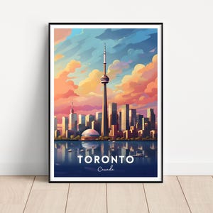 Póster de viaje de Toronto, impresión de Toronto, descarga digital, arte mural de Toronto, arte mural de Canadá, impresión de Canadá, póster de Canadá, regalo